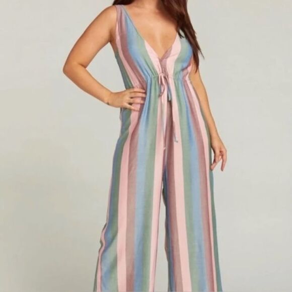 Show Me Your MuMu Retro Vibe Wide Leg Low Neck Open Back Jumpsuit (Size: Small)